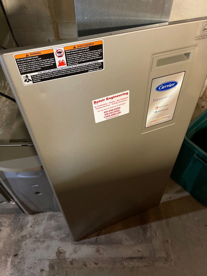 Carrier Infinity ICS gas furnace heating & AC system repair service3 call Accokeek Maryland 20607