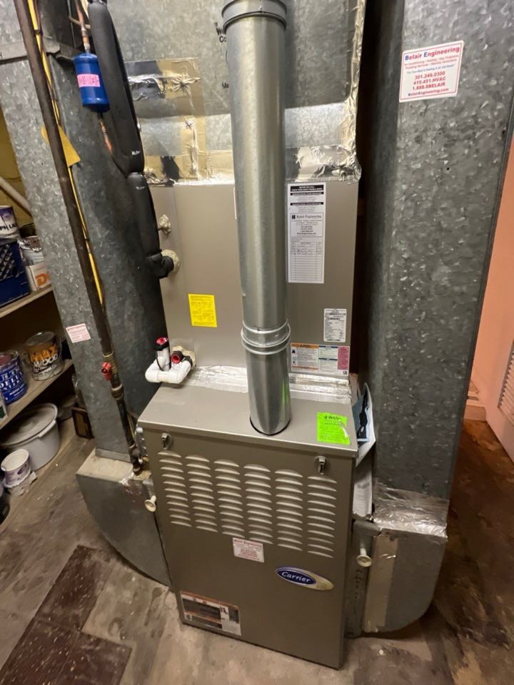 Carrier Performance Boost 80 gas furnace heating & AC system repair service call Hyattsville Maryland 20782