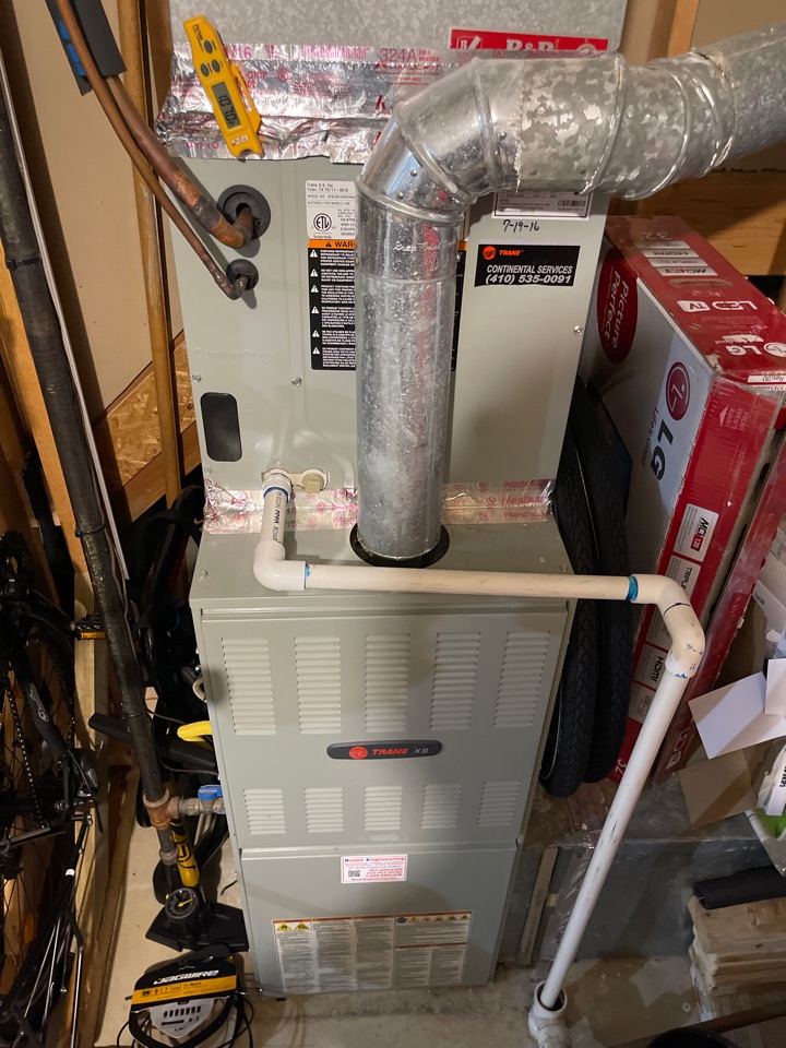 Trane XB gas furnace heating & AC system repair service call Annapolis Maryland 21401