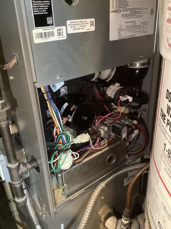Performed scheduled air handler maintenance on Lennox HVAC system. Accessed internal components for comprehensive inspection, including examination of blower assembly, motor, electrical connections, and wiring. All components were found in proper working condition with no issues identified.