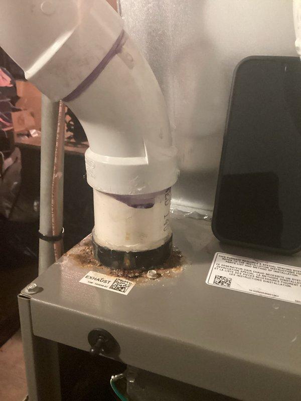 Performed scheduled Air Handler Cooling maintenance service. Inspected interior components of the furnace system including electrical connections, PVC venting, and gas fittings. Noted minor corrosion at pipe connection point requiring monitoring on next maintenance visit.