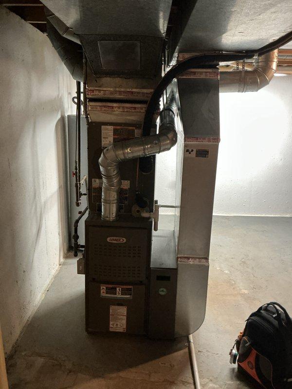 Performed scheduled annual furnace maintenance on Lennox unit. Completed full system inspection including heat exchanger, burners, and ductwork connections. All components functioning properly with no issues identified; system is operating at optimal efficiency for the upcoming heating season.