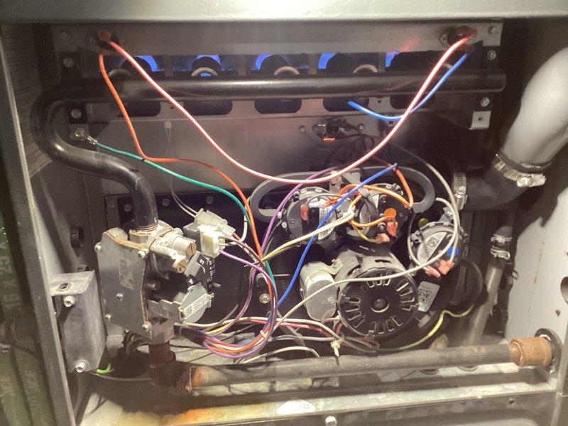 Performed annual heating maintenance service on 10-year-old furnace per membership agreement. Inspected all electrical connections, burner assembly, and fan motor components, confirming proper operation of ignition system with visible blue flame. System is operating within normal parameters with no issues identified; next maintenance recommended in 2025.