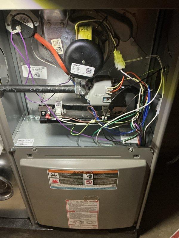 Performed annual preventative maintenance on furnace as part of Air Care Membership program. Inspected and documented condition of all electrical components, motor assembly, and wiring connections. System functioning properly with no issues identified; customer's maintenance plan extended through 2025.