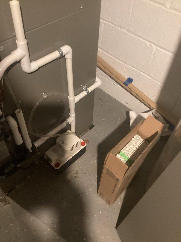 Performed annual heating maintenance on furnace system per Air Care Membership. Inspected HVAC unit and associated PVC ventilation/drainage components for code compliance as requested. Verified proper operation of condensate pump system and confirmed no immediate violations were present in the installation.