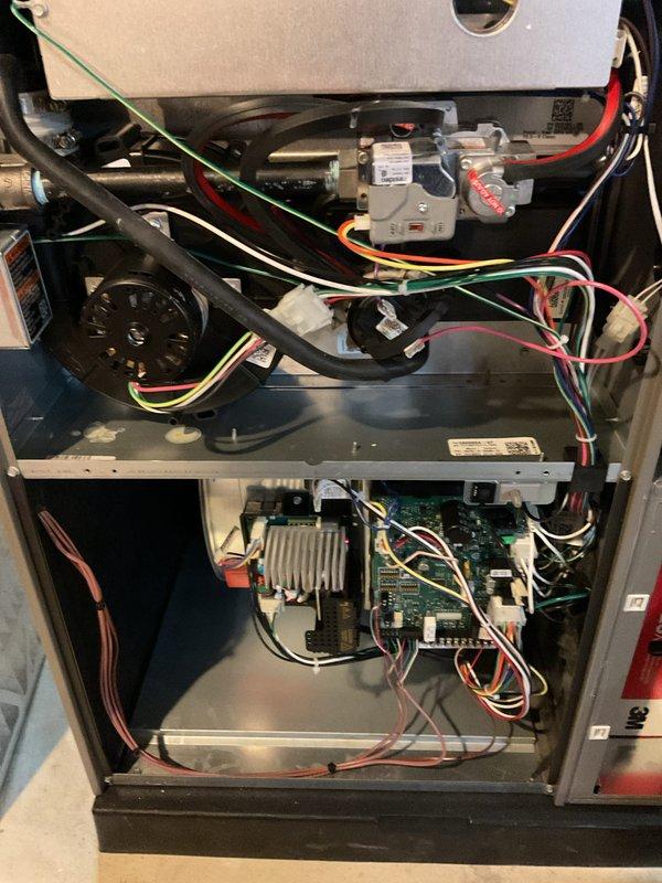 Performed annual furnace maintenance as part of Air Care Membership. Inspected internal components including gas valve assembly, blower motor, and circuit board connections. All systems verified to be in normal working condition with no visible damage or anomalies detected.