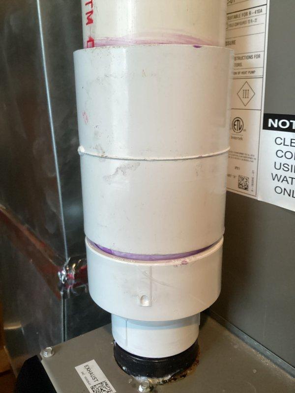 Performed annual furnace maintenance as scheduled. Inspected PVC exhaust/intake piping system, verifying proper installation and sealing at all connection points. Visual examination confirmed system components in good working condition with no evidence of leaks or deterioration at pipe joints where purple primer was visible.