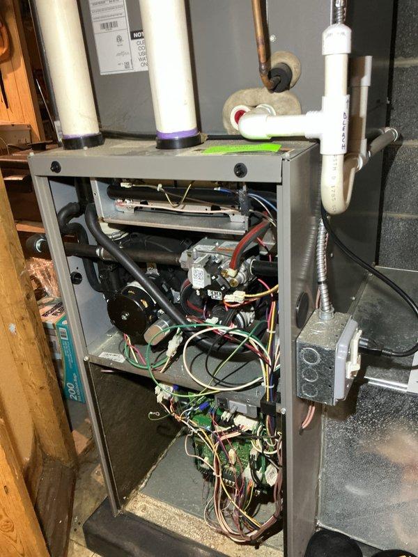 Performed annual furnace maintenance on Lennox system as part of customer's maintenance membership. Completed comprehensive inspection of all internal components including electrical connections, circuit boards, and mechanical parts. Verified proper operation of exhaust/intake ventilation system and confirmed unit is functioning within manufacturer specifications.
