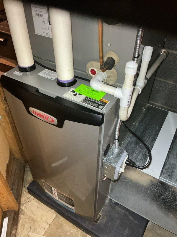Performed annual furnace maintenance on Lennox system as part of customer's maintenance membership. Completed comprehensive inspection of all internal components including electrical connections, circuit boards, and mechanical parts. Verified proper operation of exhaust/intake ventilation system and confirmed unit is functioning within manufacturer specifications.