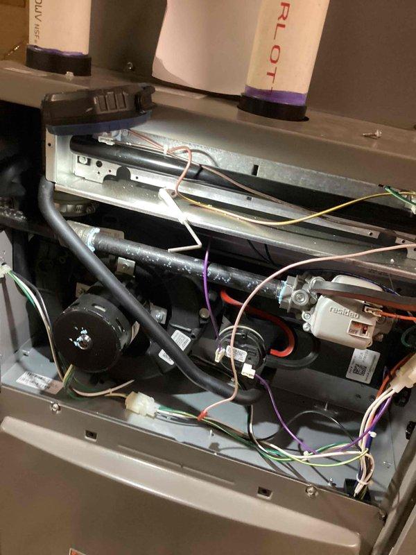 Performed annual furnace maintenance as part of scheduled Air Care Membership service. Completed comprehensive system inspection including removal of access panels to examine interior components, wiring connections, and control boards. Checked pilot assembly, verified proper operation of all electrical components, and confirmed system is functioning within normal parameters for this 10-year-old unit.