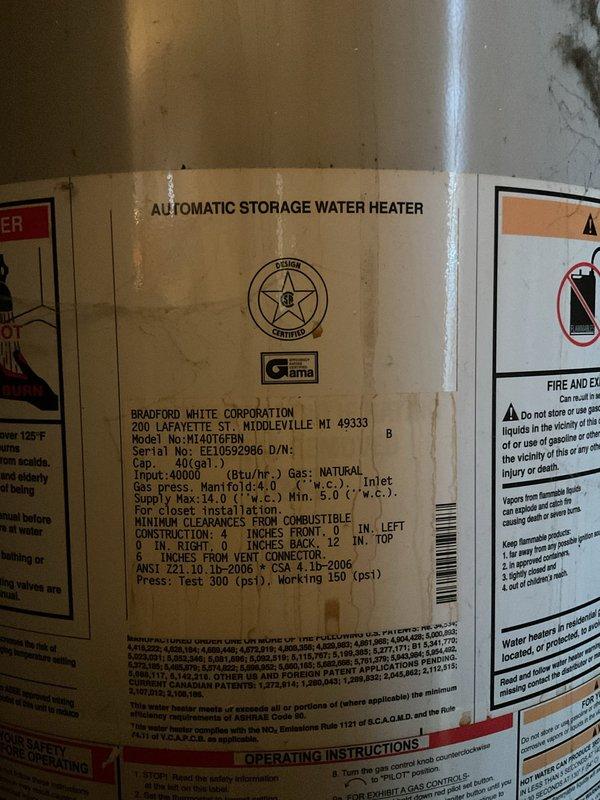 Responded to service call for a Bradford White M140T6FBN 40-gallon natural gas water heater experiencing issues for approximately one month. Upon inspection of the unit, performed diagnostic testing on the Defender Safety System and evaluated all connections. Completed necessary repairs to restore proper functionality and verified safe operation before concluding service.