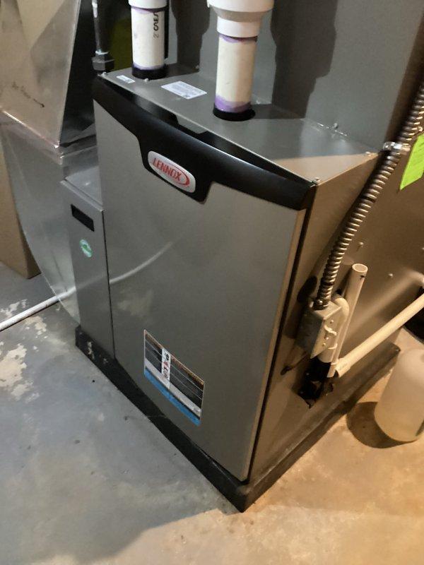 Performed annual furnace maintenance on Lennox system as part of Air Care Membership. Completed comprehensive tune-up including inspection of internal components, electrical connections, and ventilation system. Unit is operating properly with no issues identified; maintenance completed according to manufacturer specifications.