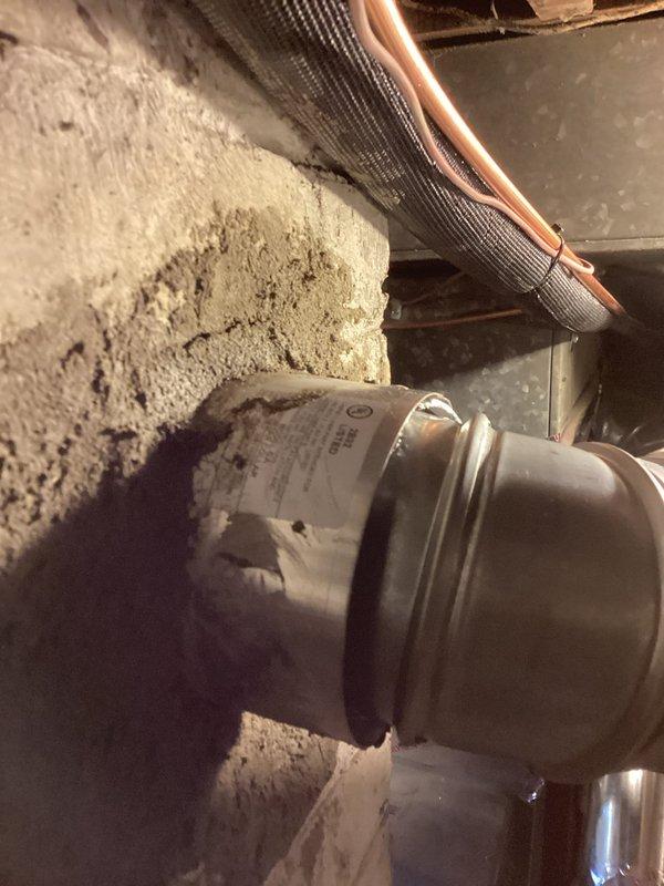 Completed return visit to install chimney liner. Successfully dropped liner through existing chimney stack, connecting with the HVAC system in the basement mechanical room. Verified proper connection to the flue pipe and ensured all components were secured according to manufacturer specifications.