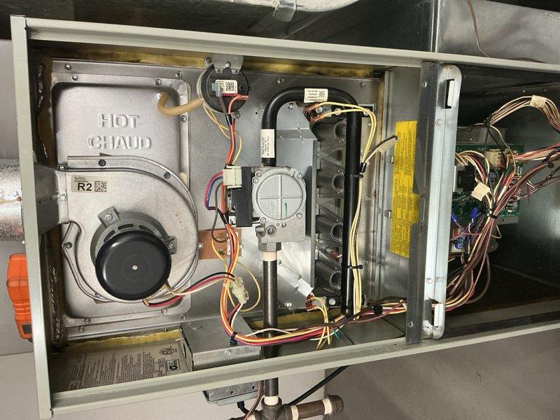 Performed annual maintenance on furnace system. Inspected and cleaned blower wheel assembly, verified proper operation of control board and electrical connections, and examined heat exchanger components. System is functioning correctly with no issues identified; next maintenance scheduled for 2025.