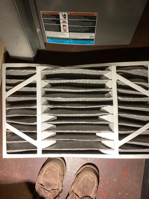 Performed scheduled Air Care Cooling maintenance service. Inspected copper refrigerant lines and electrical connections for proper installation. Replaced air filter with new pleated filter to maintain system efficiency and airflow.