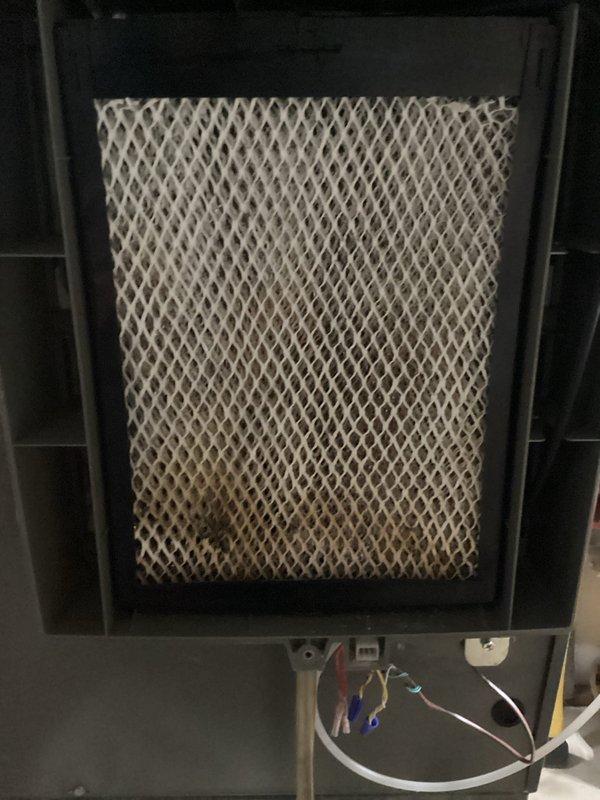Performed scheduled AHM service on Lennox HVAC system. Inspected air filter which showed moderate dirt accumulation in the center area requiring replacement. System components and connections were verified to be in proper working condition with no operational issues observed.