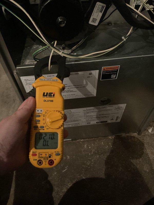 Performed 5-year ComfortGuard Maintenance inspection on HVAC system. Conducted comprehensive electrical diagnostics using UEi DL379B digital clamp meter, measuring resistance and current values to verify proper electrical operation of components. All readings were within manufacturer specifications with no issues detected.