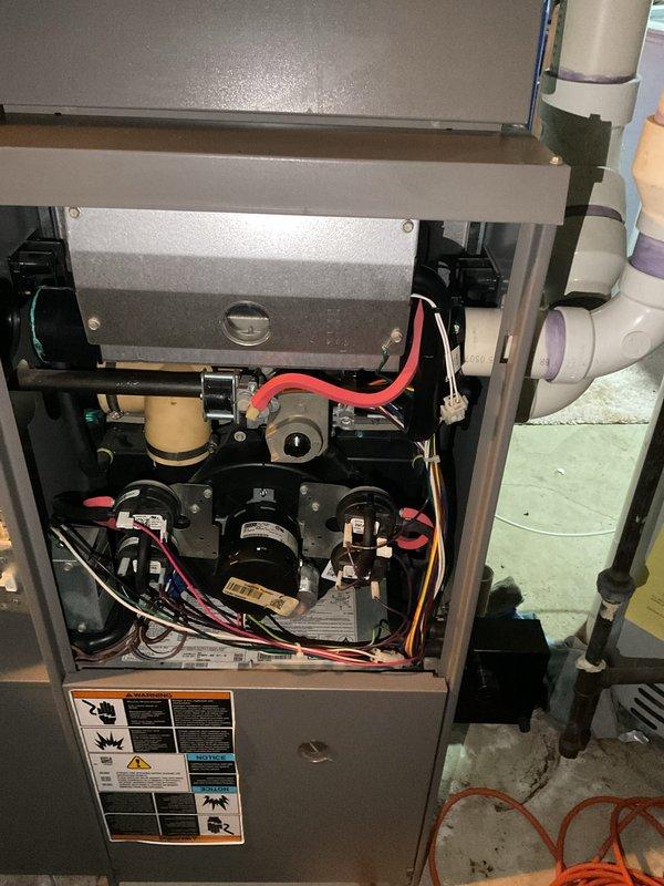 Completed AHM service on residential furnace, performed comprehensive inspection of interior components including blower motors, heat exchanger, electrical connections, and control board. All systems functioning properly with no issues identified; documented condition with detailed photos and reminded customer to schedule upcoming ACM.