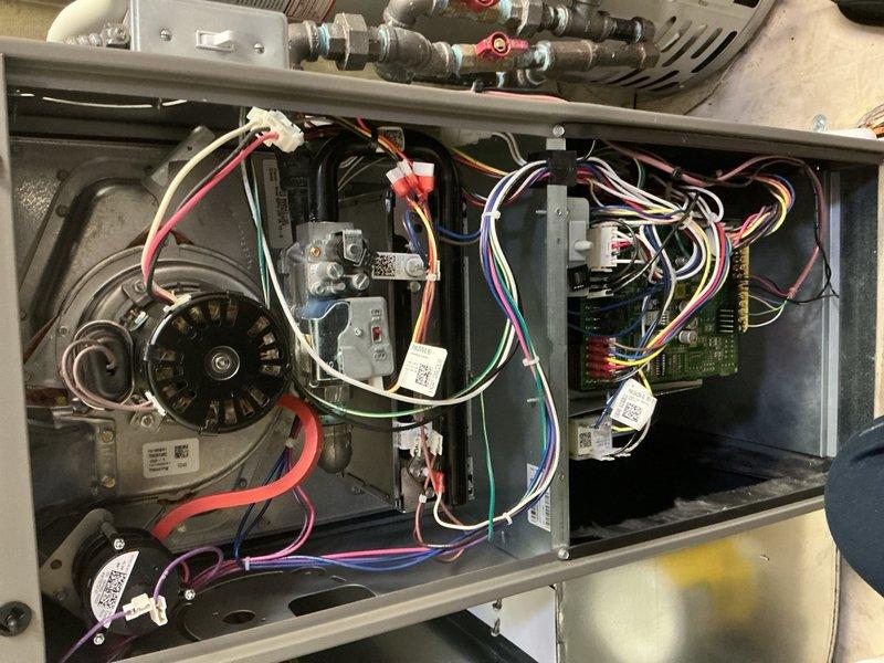 Performed annual furnace maintenance as requested, inspecting all electrical components, circuit boards, and wiring connections. Examined blower motor assembly and fan operation thoroughly, confirming proper functionality. System is operating within manufacturer specifications with no issues identified; next maintenance recommended in 2025.