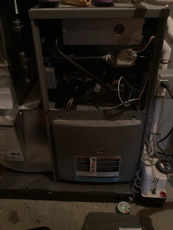 Performed annual furnace maintenance on residential unit with CM 2025. Inspected all components including motor, fan assembly, electrical connections, and ventilation system. Completed standard tune-up procedures ensuring proper operation and safety of the heating system.