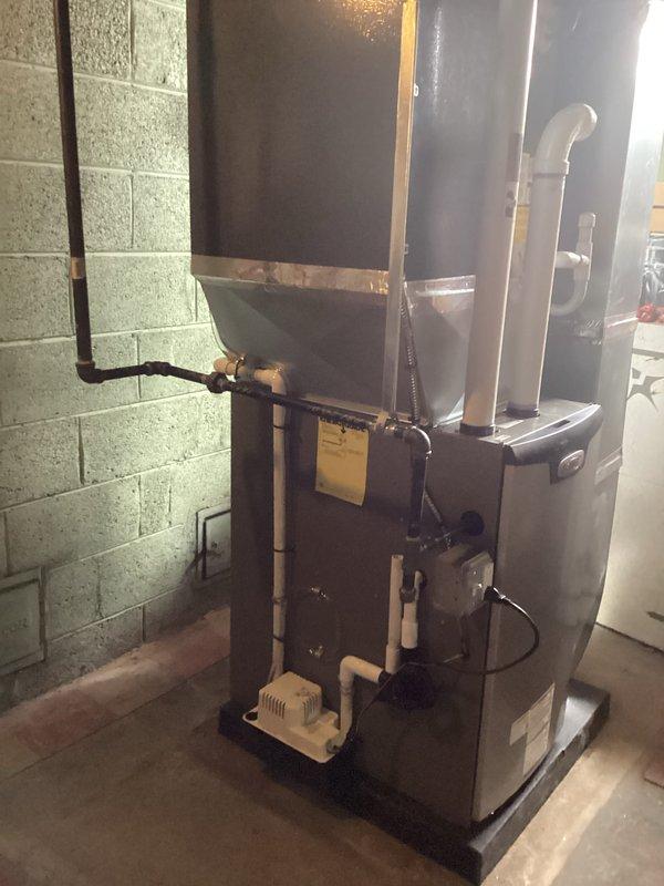 Successfully completed furnace installation (Option 1) with proper connections to existing ductwork and ventilation system. Installed new PVC exhaust/intake pipes and verified all gas lines and electrical connections meet code requirements. Permits have been requested and DTE rebate eligibility confirmed.