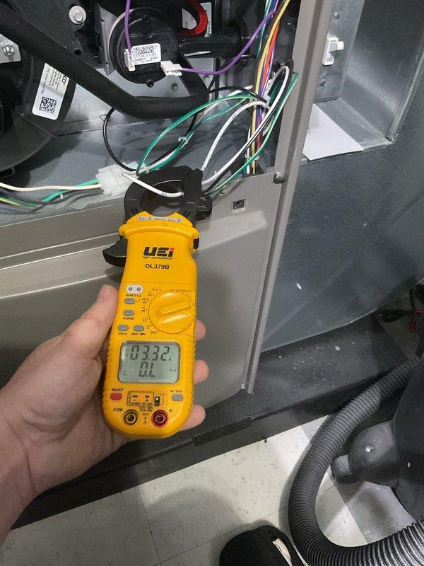 Performed annual heating maintenance on furnace as part of Air Care Membership. Conducted comprehensive electrical diagnostics using UEi DL379B clamp meter, measuring current draw (33.2) and voltage (0.203) across multiple system components. Completed standard tune-up procedures to ensure optimal furnace operation for the upcoming heating season.