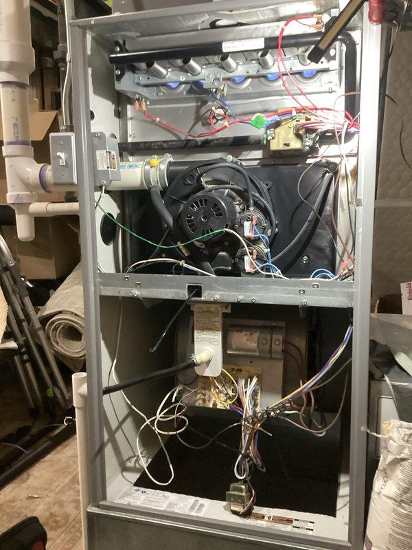 Performed annual furnace maintenance on a functioning HVAC system with membership coverage. Inspected electrical connections, blower motor assembly, heat exchanger, and control board components. System was found to be in good working condition with proper wiring configuration; all components cleaned and tested to ensure optimal performance for the upcoming heating season.
