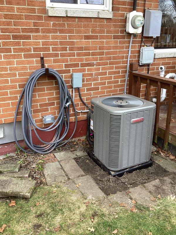 Successfully installed complete HVAC system including a 70,000 BTU furnace and 2-ton Lennox air conditioning unit with proper mechanical and electrical connections. System installation included ductwork modifications, liner installation, and all necessary permits were obtained for mechanical and electrical work.