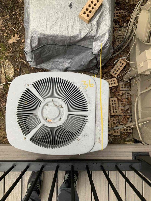 Conducted full system evaluation of 1-year old Carrier unit for immediate replacement consideration. Inspected outdoor condenser unit (#36) installed on wooden platform and electrical panel to assess current system configuration and compatibility requirements for potential replacement. Service credit applied to estimate.