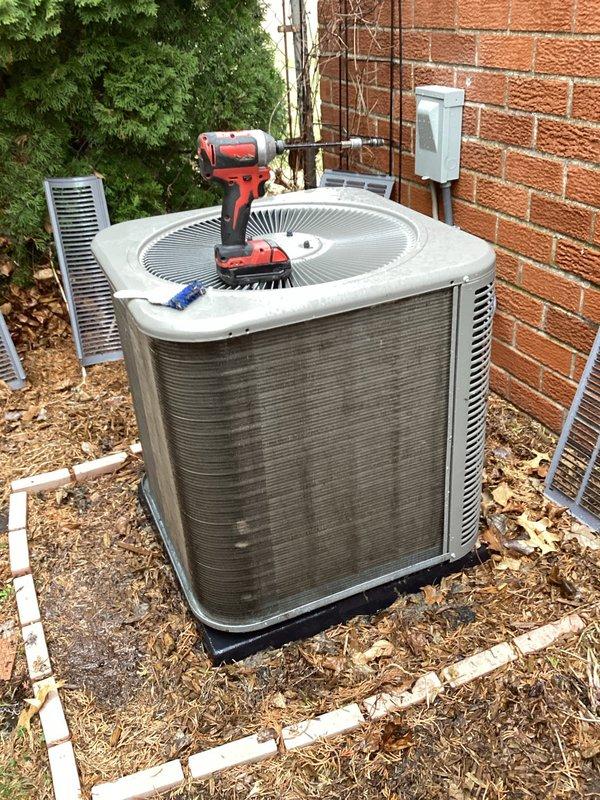 Completed 5-Year ComfortGuard Maintenance Package service on outdoor AC unit. Performed comprehensive system cleaning to remove significant dirt buildup on condenser coils and housing. Replaced humidifier pad as requested and conducted thorough AC system inspection to ensure optimal performance and efficiency.