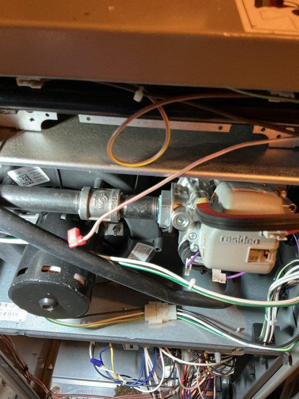 Performed scheduled Air Care Heating and Cooling maintenance service. Inspected furnace components including gas valve assembly, electrical connections, and blower motor. Verified proper operation of the Resideo regulator and all wiring harnesses, with particular attention to the control board connections and OFF switch functionality.