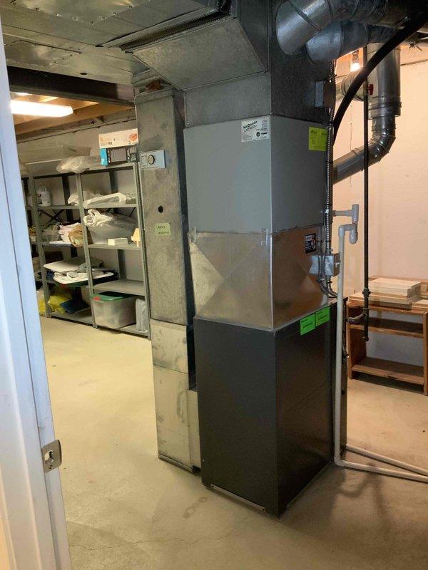 Conducted comprehensive assessment of existing HVAC system in basement, including aging natural gas furnace and associated ductwork. Documented current system configuration with particular attention to the metal ductwork connections and refrigerant lines. Customer expressed interest in BOGO promotion and financing options for complete system replacement.