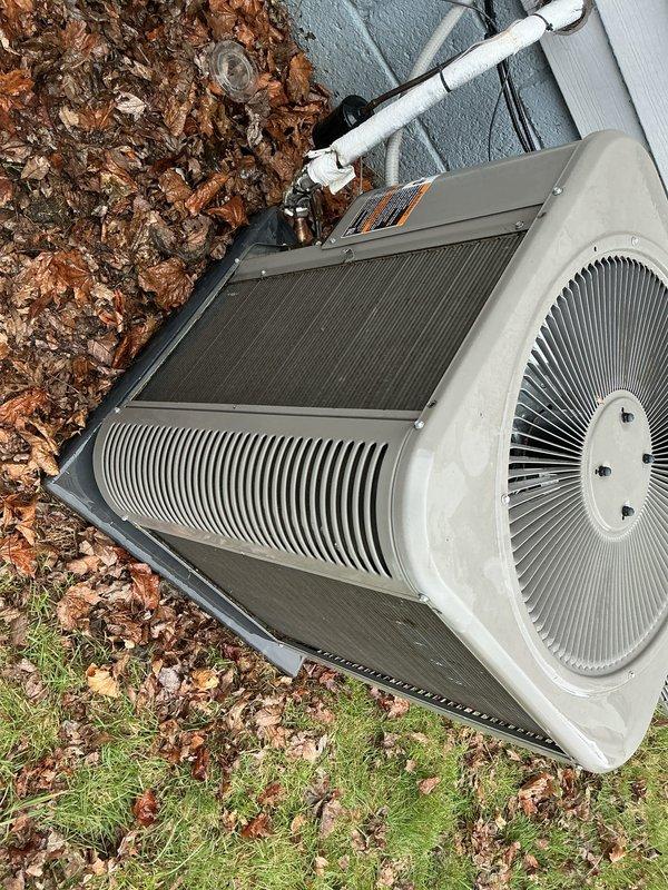 Performed annual maintenance service on outdoor AC unit. Inspected system components, cleared accumulated debris/leaves from around condenser, and verified proper operation of the unit. Recommended replacement of air filters/pads to maintain optimal system performance.