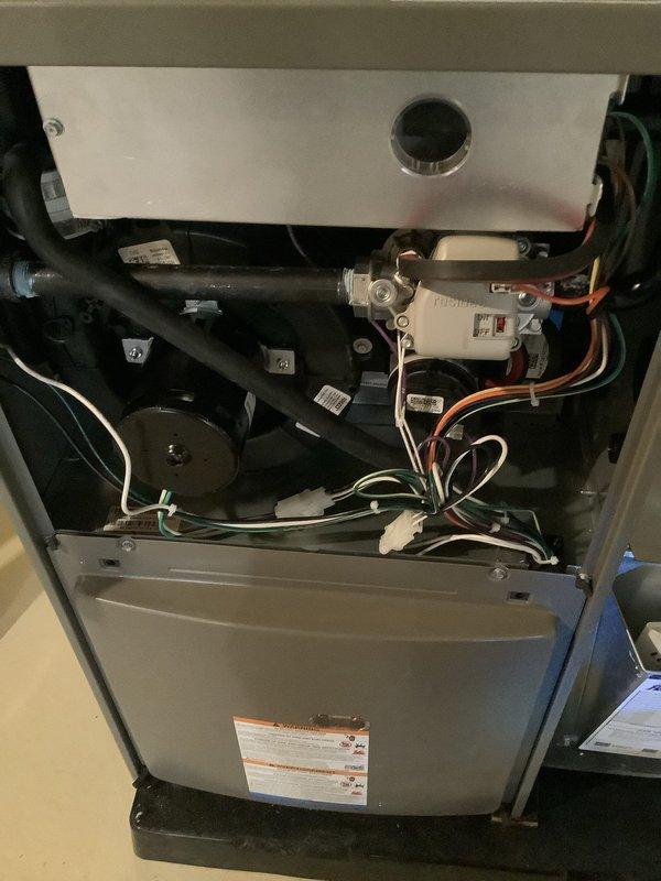 Performed scheduled Air Care Cooling and Heating maintenance service on HVAC system. Conducted thorough inspection of furnace components including gas valve assembly, control board, electrical connections, and ventilation system, confirming all elements are in normal working condition with no visible damage or abnormalities. Documented system condition with detailed photos for service records.