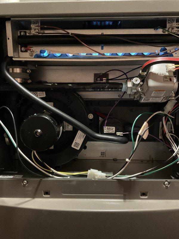 Performed annual heating maintenance on furnace covered under Air Care Membership. Inspected burner assembly with proper blue flame pattern, verified control board functionality, and inspected blower motor and electrical connections. All components operating within specifications with no issues identified.