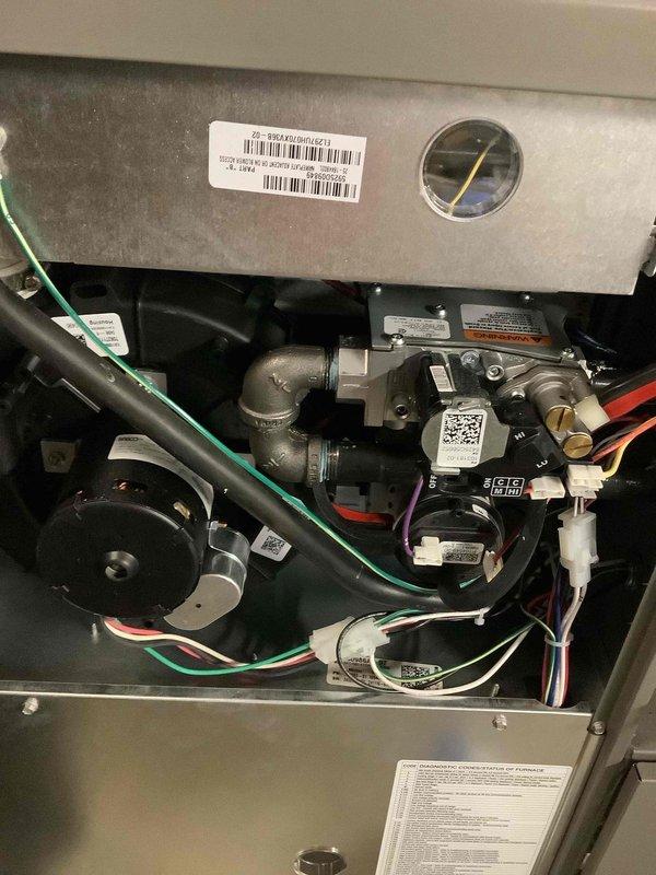 # HVAC Maintenance - AHM Service Report

Completed annual heating maintenance on a 10-year-old furnace as part of the customer's membership plan. Performed comprehensive inspection of all internal components including gas valve assembly, blower motor, electrical connections, and control mechanisms. Verified proper operation of pressure switch, tested all safety controls, and inspected wiring harnesses for signs of wear or damage. All colored wiring connections were secure with no evidence of overheating or corrosion. Examined gas valve fittings and connections for leaks, confirmed proper manifold pressure readings within manufacturer specifications. Inspected blower motor assembly and verified proper rotation and amperage draw. Checked heat exchanger for cracks or deterioration, confirmed adequate combustion air supply, and verified proper venting. Cleaned or replaced air filter as needed and tested thermostat operation through multiple heating cycles. All components found to be in nor