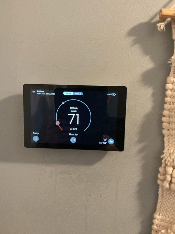# Service Summary

Responded to service call for furnace with continuously running fan on approximately 2.5-year-old forced air system that was still producing heat. Arrived during scheduled morning appointment window and performed diagnostic evaluation of heating system and thermostat controls.

## Work Performed

Upon arrival, inspected Lennox thermostat programming and system settings to identify cause of continuous fan operation. Verified thermostat was functioning properly and displaying accurate temperature readings with system set to heat mode. Examined fan control settings and determined fan was set to continuous operation rather than automatic cycling with heating calls. Adjusted thermostat fan settings from "ON" to "AUTO" mode to correct continuous operation issue. Verified system responded appropriately to thermostat commands with fan cycling properly during heating cycles. Confirmed furnace was producing adequate heat and operating within normal parameters. System tested su