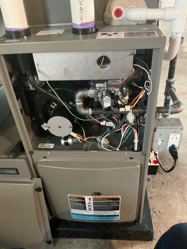 # HVAC Maintenance - AHM Service Report

Completed annual furnace maintenance on Lennox gas furnace unit (0 years old). Performed comprehensive tune-up including inspection of all major components, gas valve assembly, pressure switches, control boards, and electrical connections. Verified proper operation of venting system with PVC exhaust piping. All wiring harnesses, safety labels, and internal components inspected and found to be in clean, well-maintained condition. Unit tested and confirmed operating within manufacturer specifications. No issues identified during maintenance visit.