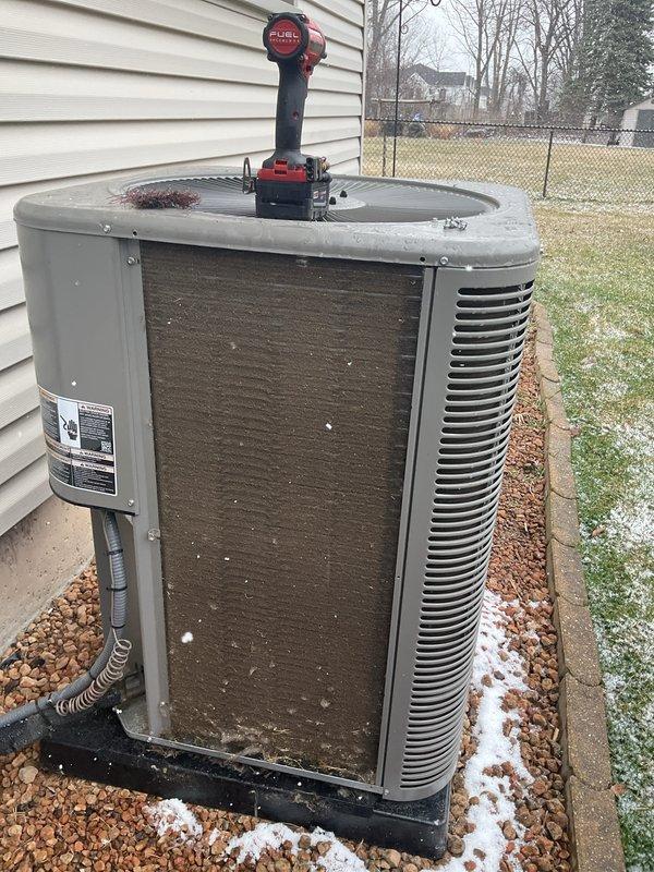 Completed comprehensive Air Care Heating and Cooling maintenance service on residential HVAC system including gas furnace and outdoor heat pump unit. Performed full system inspection with access panel removal to examine internal components, blower motor, electrical connections, control boards, and venting system; verified proper operation of all mechanical and electrical components. Conducted exterior condenser unit evaluation with diagnostic testing using handheld measurement tools to assess system performance and efficiency.