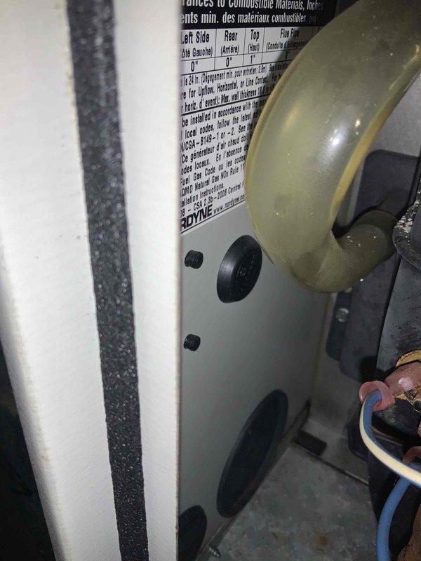 # HVAC Estimate - Full System

Completed comprehensive system evaluation for residential forced-air HVAC installation. Inspected existing 16-year-old air conditioning unit with confirmed major refrigerant leak requiring full replacement, and assessed 15-year-old furnace currently operational per customer request. Documented equipment specifications, clearances, and existing installation configuration including white metal furnace housing, ductwork transitions, PVC condensate drainage, electrical connections, and control wiring. Photographed manufacturer data plates, combustible material clearance labels, interior components including capacitor and refrigerant lines, and overall mechanical room layout in unfinished basement setting. Provided detailed quote for air conditioning system replacement while noting furnace remains functional and does not require immediate replacement at this time. Customer seeking replacement within one month timeframe.