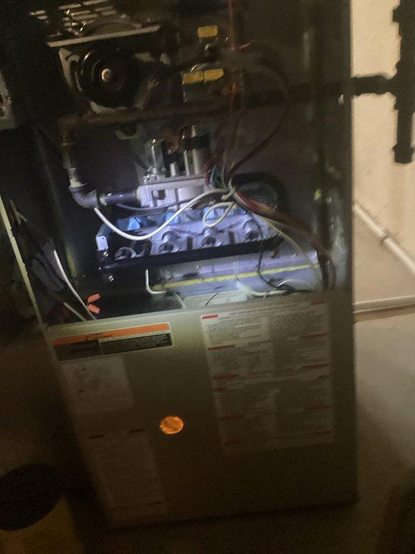 Completed annual HVAC maintenance on residential gas furnace system. Performed comprehensive inspection of blower motor assembly, gas valve components, burner assembly, heat exchanger, refrigerant lines, and electrical connections. Customer reported carbon monoxide alarm activation prior to service call but declined to schedule separate diagnostic appointment; alarm had reset and customer requested to proceed with scheduled maintenance only. All accessible components inspected and documented with interior photographs showing blower motor, control assemblies, wiring harnesses, and copper refrigerant tubing in satisfactory operating condition at time of service.
