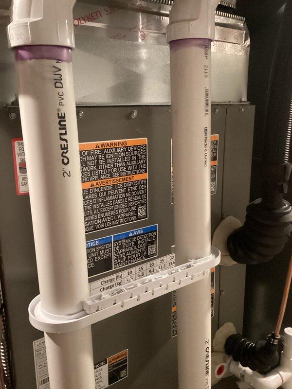 Completed full HVAC system installation including a 90,000 BTU furnace and 3-ton air conditioning unit with right-side configuration. Successfully installed all condensate drainage piping with proper PVC venting system, connected electrical service, obtained mechanical and electrical permits, and verified all equipment is operating to manufacturer specifications with proper airflow and refrigerant charge.