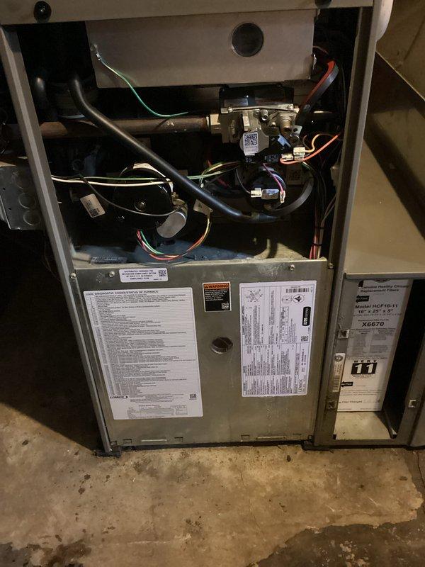 Completed annual preventive maintenance on 10-year-old Lennox furnace system as part of air care membership program. Performed comprehensive tune-up including inspection of gas valves, ignition assembly, blower motor, electrical connections, and all internal components. All systems tested and verified operational with no issues found; unit running efficiently and ready for continued service through 2026 contract period.