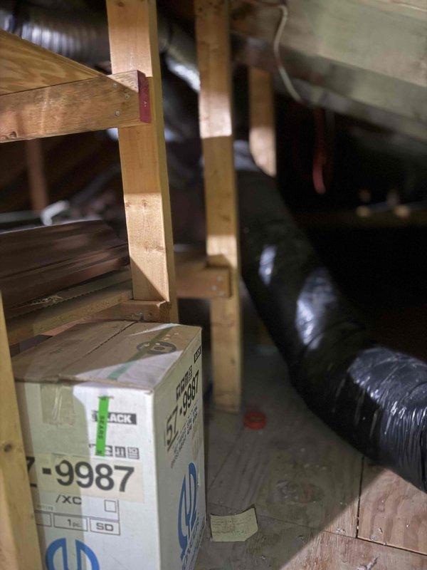 Conducted comprehensive assessment of 8-year-old natural gas furnace and air conditioning system for replacement estimate. Evaluated existing HVAC equipment located outside the residence and inspected basement ductwork infrastructure, including flexible duct routing and connections through floor joists. Documented current system configuration, measured equipment specifications, and provided homeowner with replacement options for complete heating and cooling system upgrade.