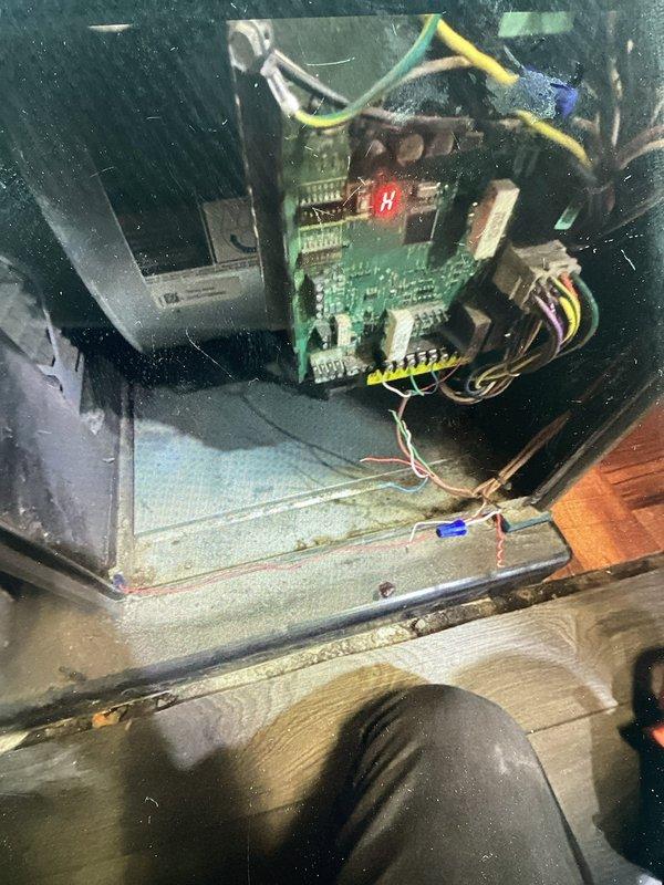 Responded to no heat call on 9-year-old forced air furnace. Upon inspection, diagnosed failed control board as cause of system failure. Accessed furnace control panel compartment and documented existing control board condition showing illuminated fault indicator. Removed defective control board and replaced with new unit, reconnecting all wire harnesses including low-voltage thermostat wiring and line voltage connections. Verified proper wire terminations and secure mounting of replacement board. Restored power to system, tested furnace operation through complete heating cycle, and confirmed proper ignition sequence and blower motor operation. System restored to full heating functionality.