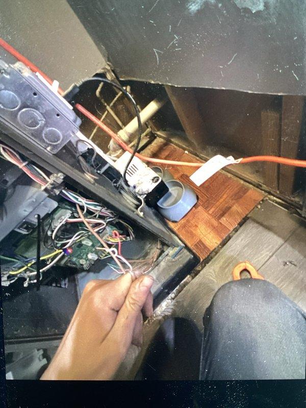 Responded to no heat call on 9-year-old forced air furnace. Upon inspection, diagnosed failed control board as cause of system failure. Accessed furnace control panel compartment and documented existing control board condition showing illuminated fault indicator. Removed defective control board and replaced with new unit, reconnecting all wire harnesses including low-voltage thermostat wiring and line voltage connections. Verified proper wire terminations and secure mounting of replacement board. Restored power to system, tested furnace operation through complete heating cycle, and confirmed proper ignition sequence and blower motor operation. System restored to full heating functionality.