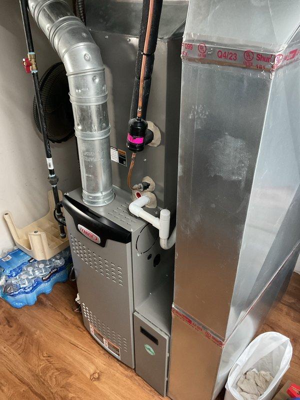 # HVAC Maintenance - AHM Completed

Performed comprehensive annual heating maintenance on a 10-year-old Lennox furnace system. Conducted thorough inspection of all internal components including blower motor assembly, gas valve, ignition system, and control boards. Verified proper operation of all electrical connections and wiring harnesses throughout the unit. Inspected heat exchanger for signs of cracking or deterioration. Checked and tested safety controls including limit switches and flame sensors.

Evaluated blower motor performance and lubricated as needed. Examined and tested gas valve operation and verified proper gas pressure. Inspected burner assembly for proper flame characteristics and combustion efficiency. Checked condensate drain system and PVC venting components for proper operation and clearances. Verified all manufacturer specifications and operational parameters were within acceptable ranges.

Inspected ductwork connections, air filtration system, and refrigerant line