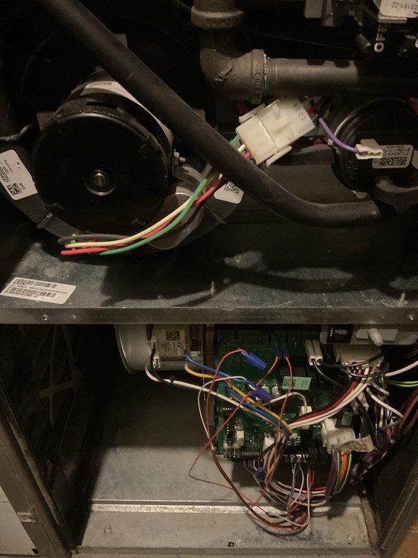 Completed routine annual heating maintenance and tune-up on furnace system. Performed comprehensive inspection of gas valve assembly, blower motor, electrical control board, and all associated wiring connections. Verified proper operation of all mechanical and electrical components, checked gas connections for integrity, and documented system condition with photographs. All components found to be in good working order with no issues identified.