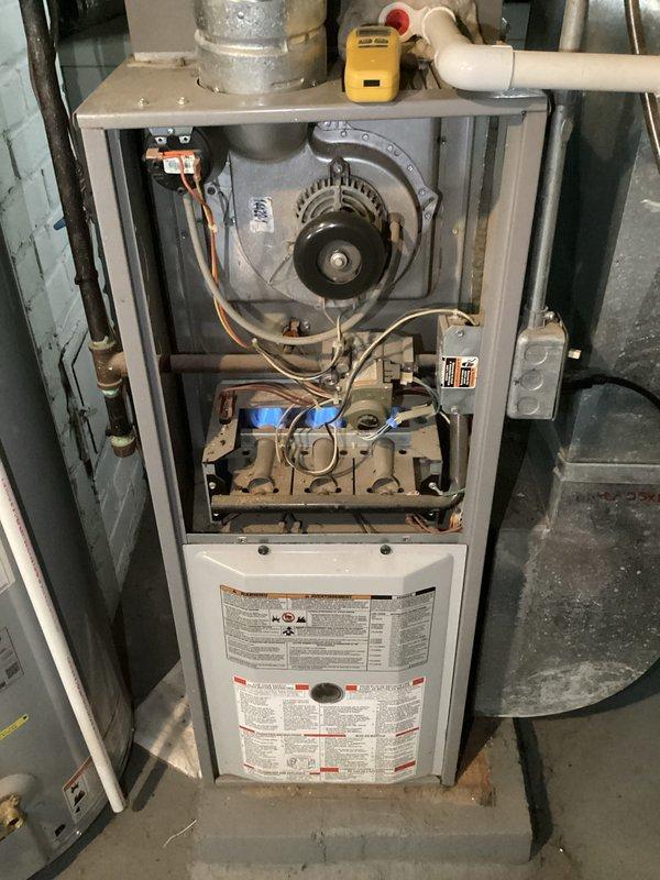 Completed annual heating maintenance tune-up on residential gas furnace as part of preventative care membership. Performed comprehensive system inspection including blower motor, gas valve assemblies, electrical connections, and control modules. Inspected air filter condition, noting dirt accumulation, and documented all internal components for maintenance records. All systems operating within normal parameters with no issues found.