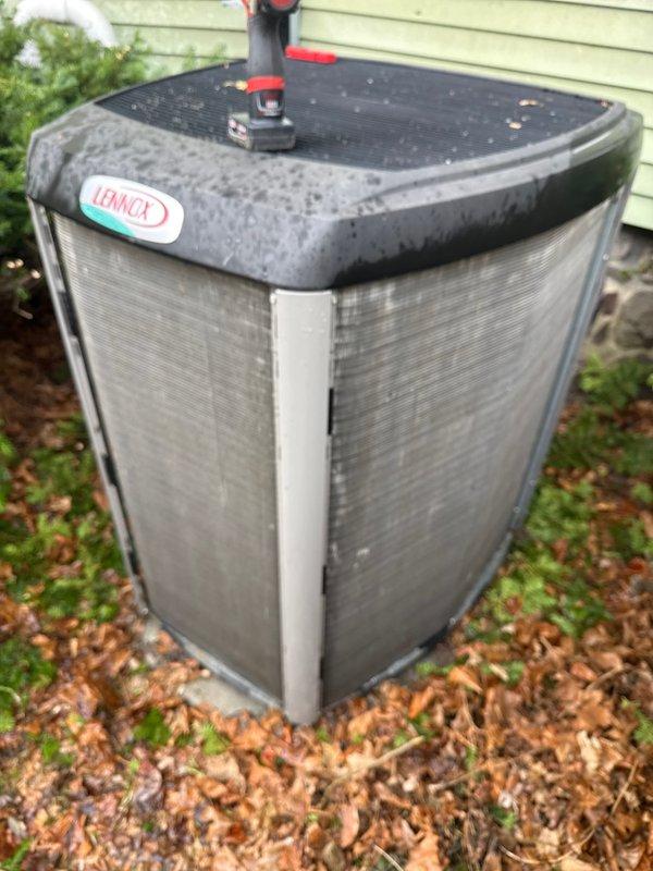 Completed annual preventive maintenance on Lennox outdoor condensing unit. Performed comprehensive system inspection, cleaned condenser coils and housing, verified proper operation of all components, and documented equipment condition with photographs. Unit operating within normal parameters upon completion of service.